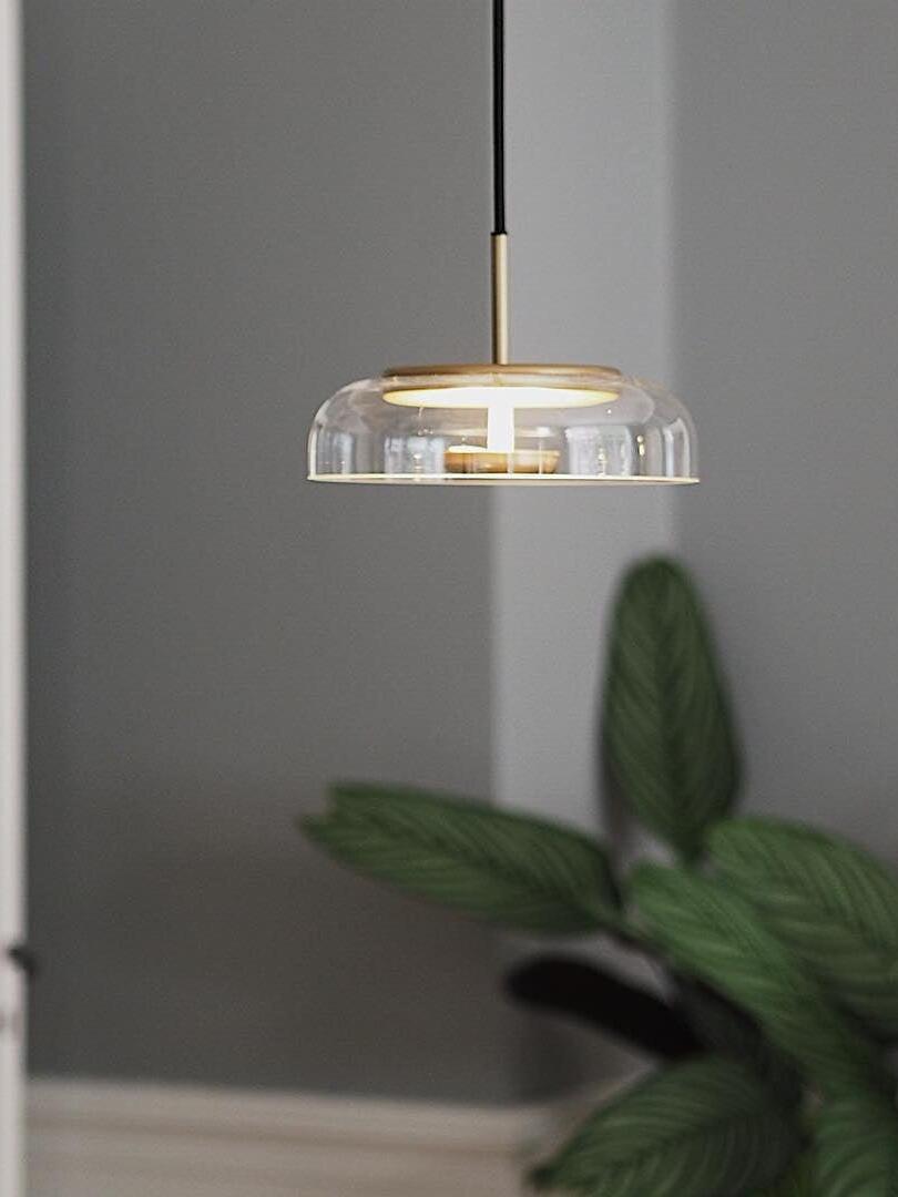 Simple Blossi Transparant Glass Bowl Pendant Light - Cueteks