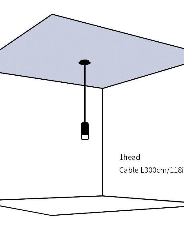 Single-head ceiling diagram marked cable L300 cm