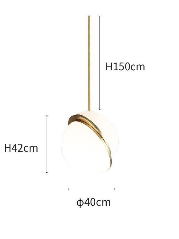 Crescent single-head drawing: 40 cm globe diameter, 42 cm body height and separate 150 cm upper wire mark