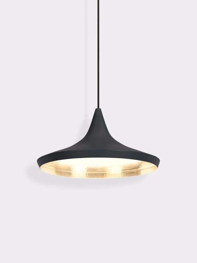 Wide black flared shade with gold-coloured interior