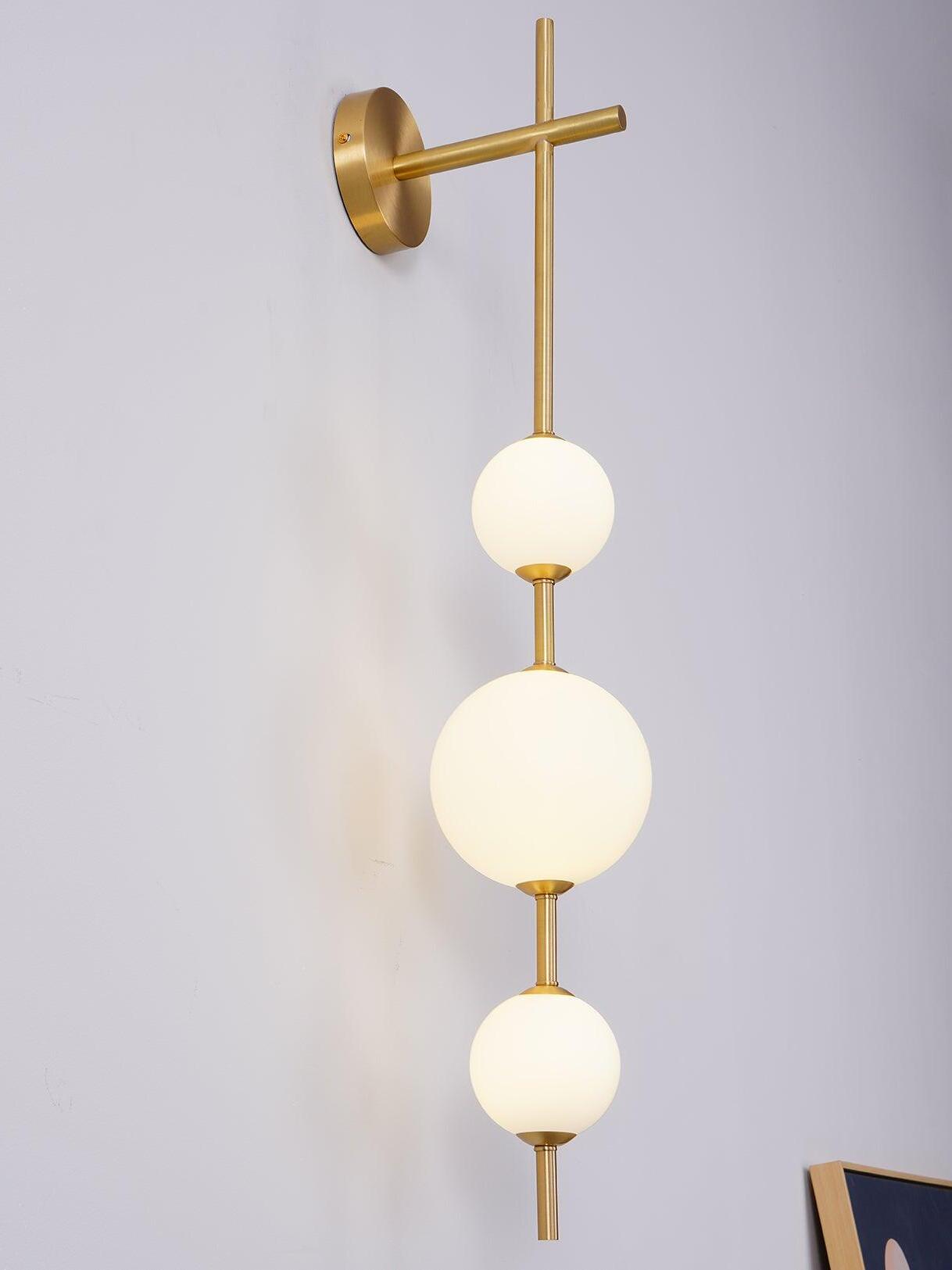 Delicate Glass Globe Vertical Brass Wall Lamp - Cueteks