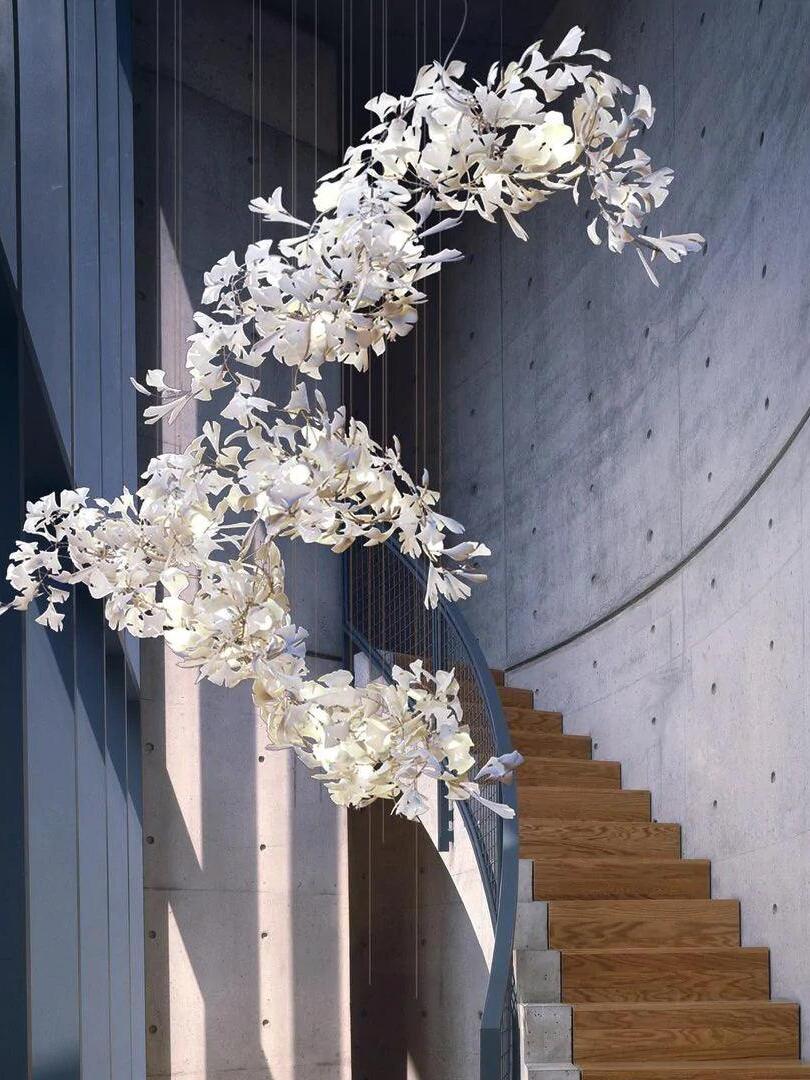 Modern Ceramics Flower Gingko Chandelier C - Cueteks