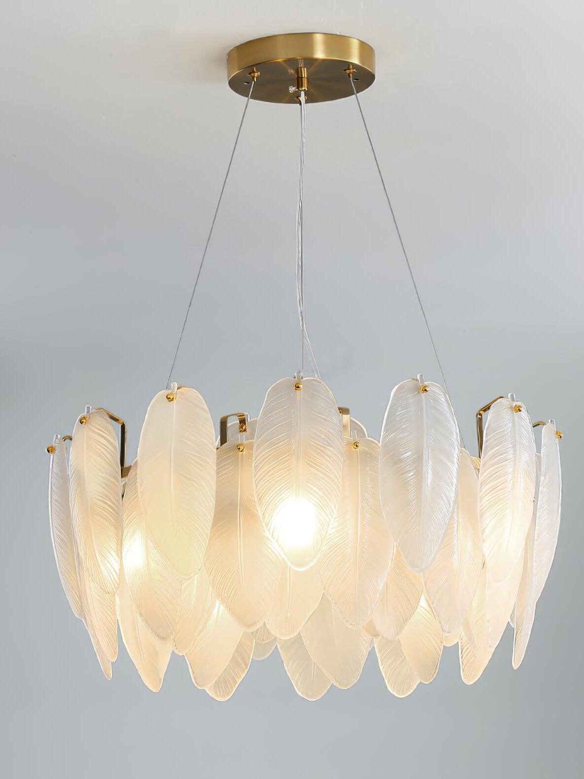 Glass Feather Chandelier - Cueteks