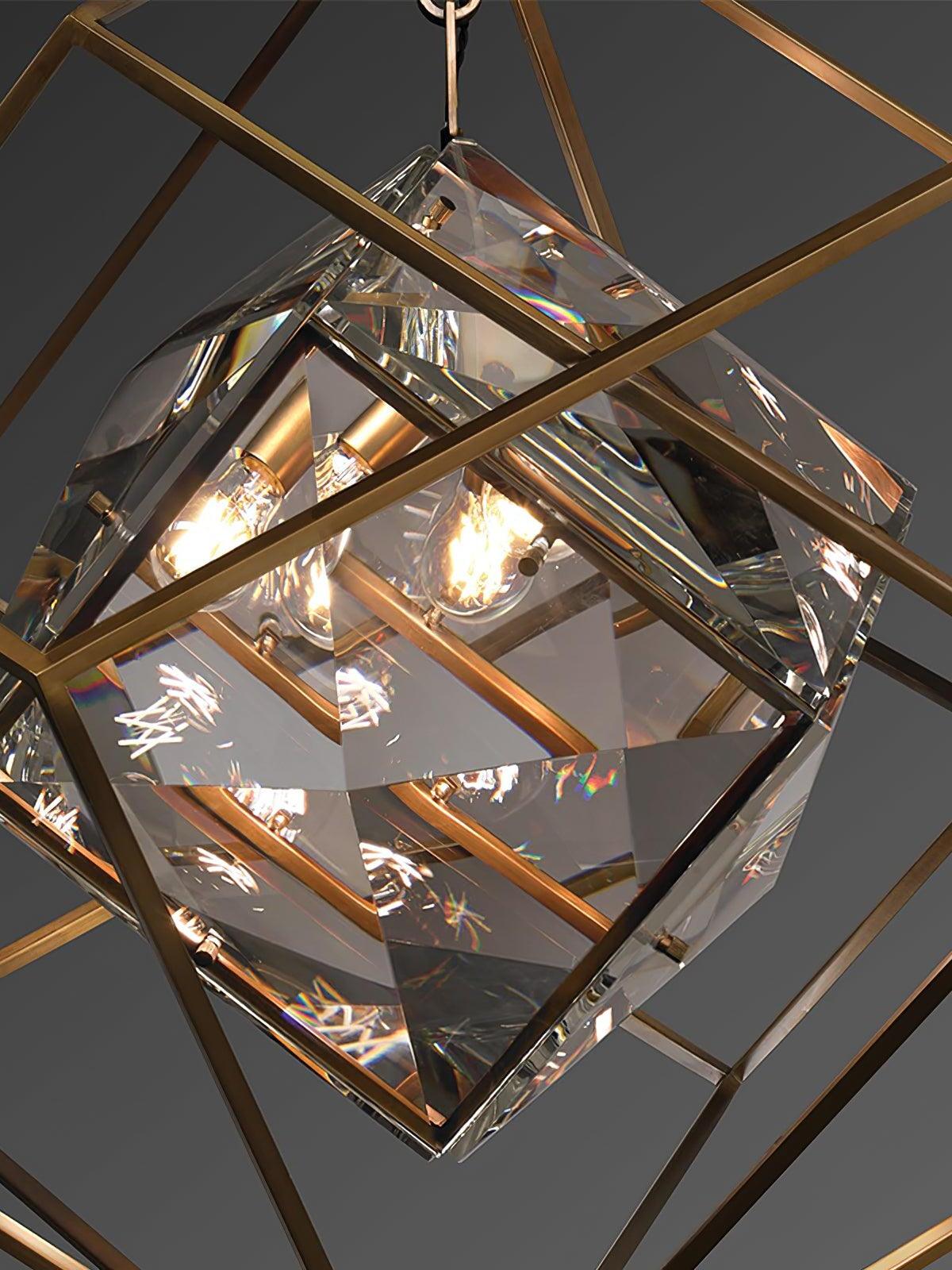 Close-up of the Epic faceted inner shade with glowing bulbs and reflections behind the outer frame