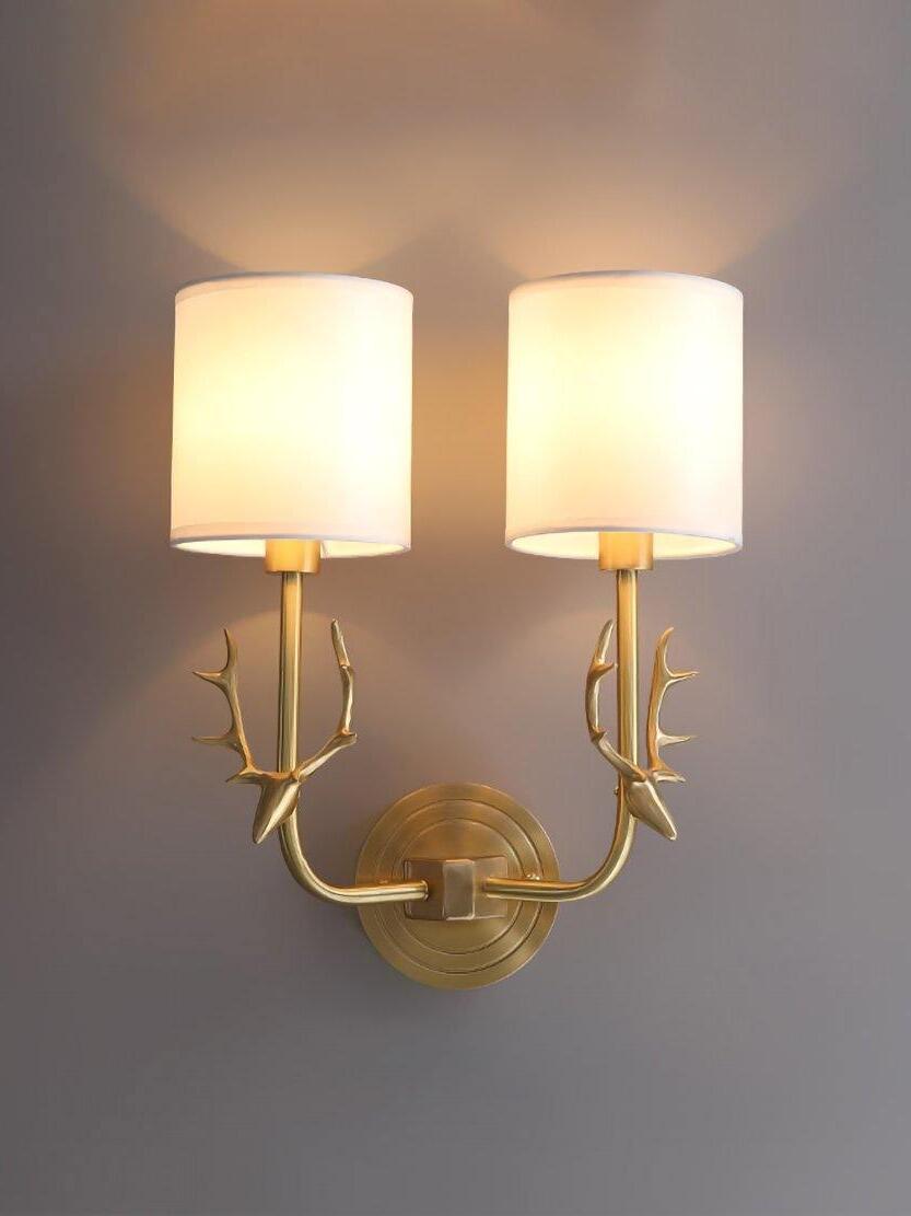 Brass Deer Head Wall Light - Cueteks