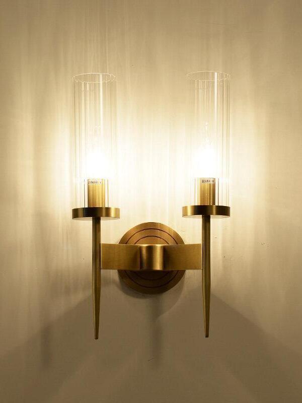 Two glass shades casting vertical light patterns