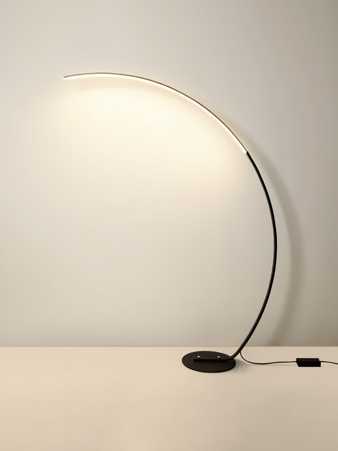 Black arc lamp with plug cord and inline switch