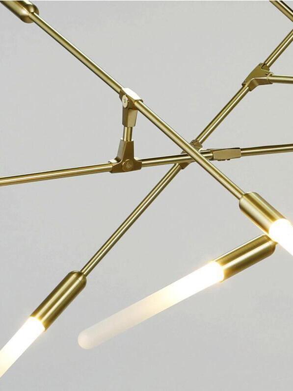 Close-up of Gold branch joints and light covers
