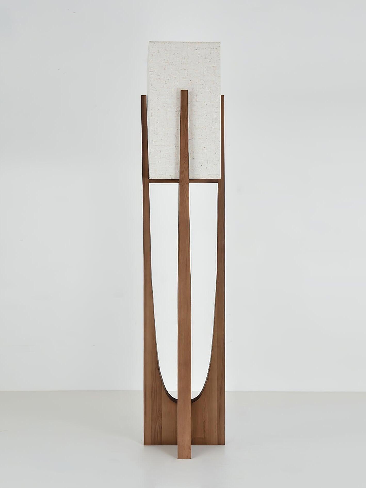Unlit tall wood frame lamp