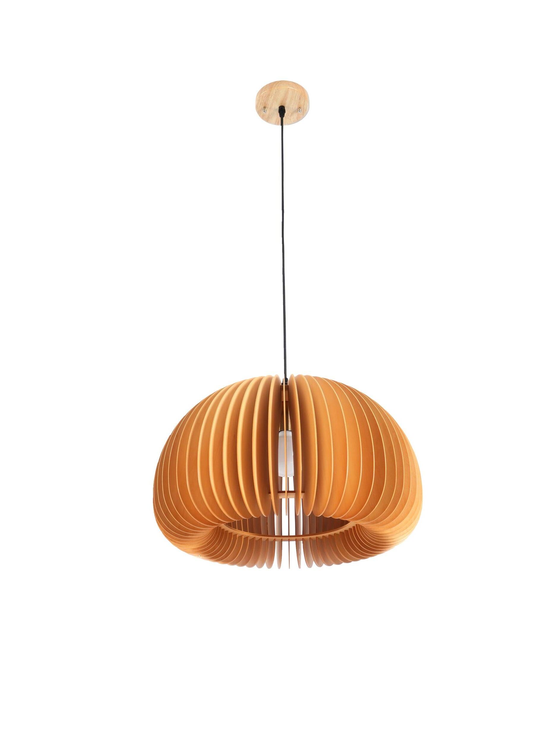 Rustic Wooden Pumpkin LED Pendant Lamp - Cueteks