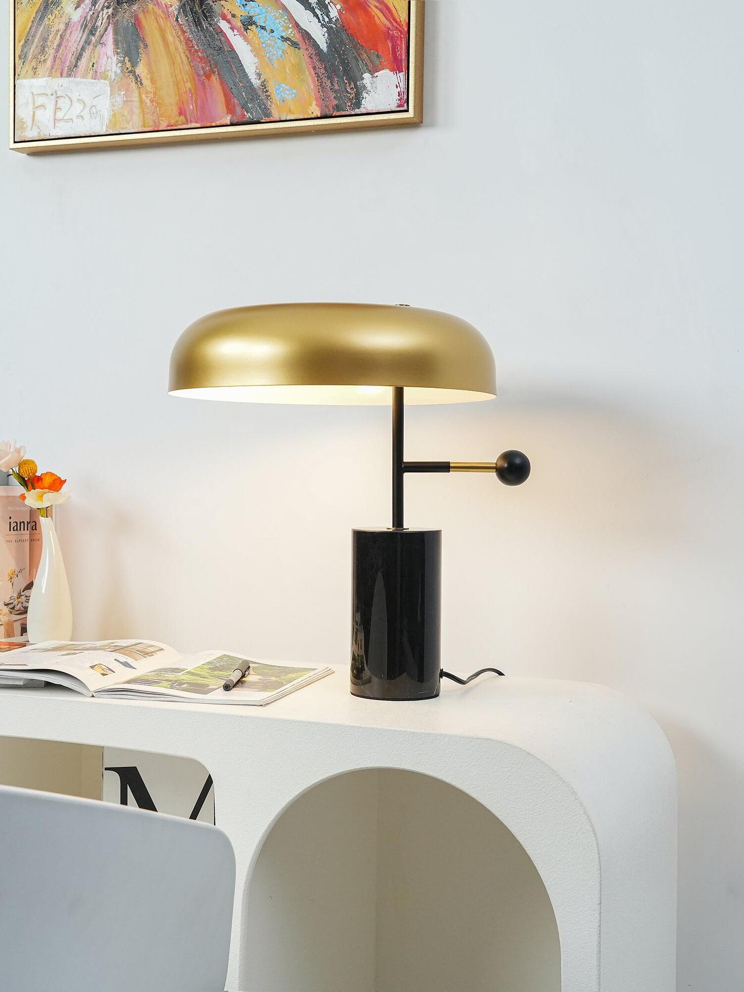 Adam Unique Black Gold Marble Table Light - Cueteks