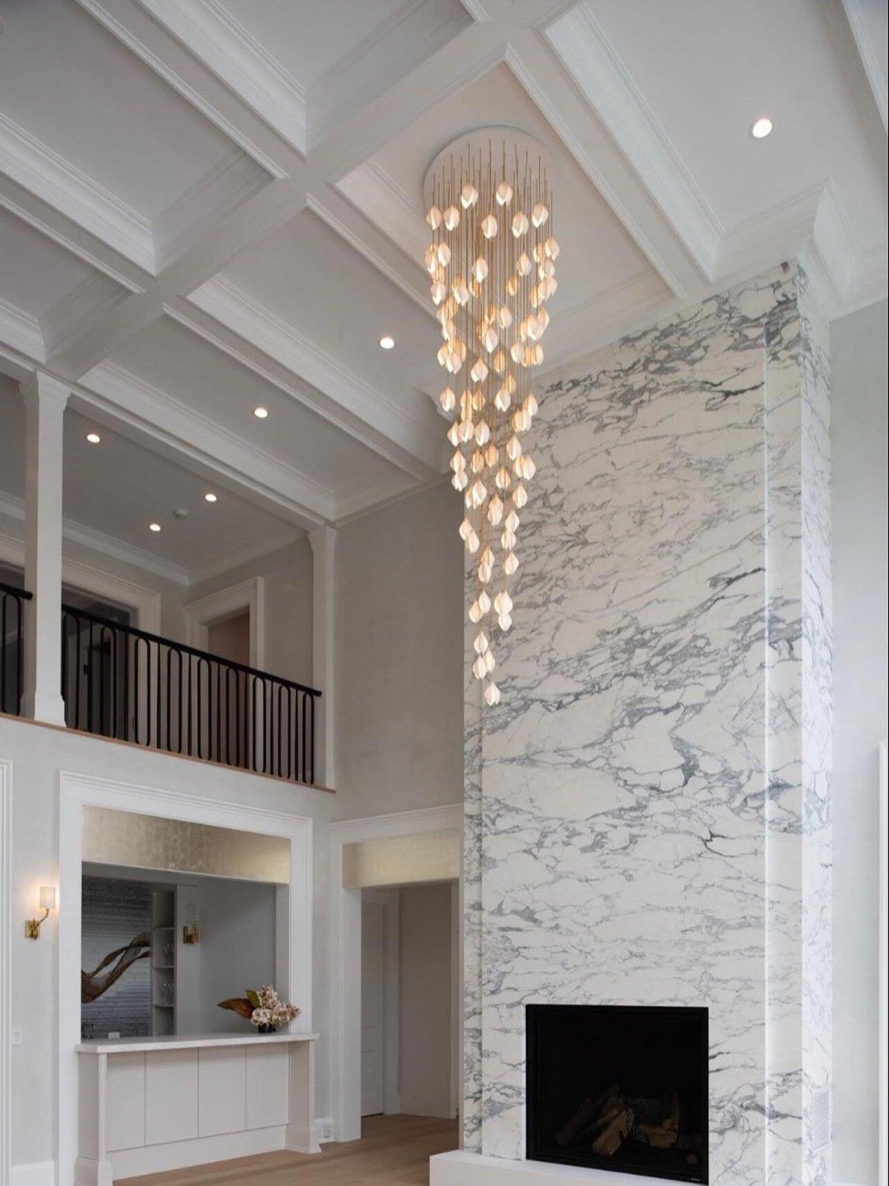 Long hanging bud cluster in a double-height room