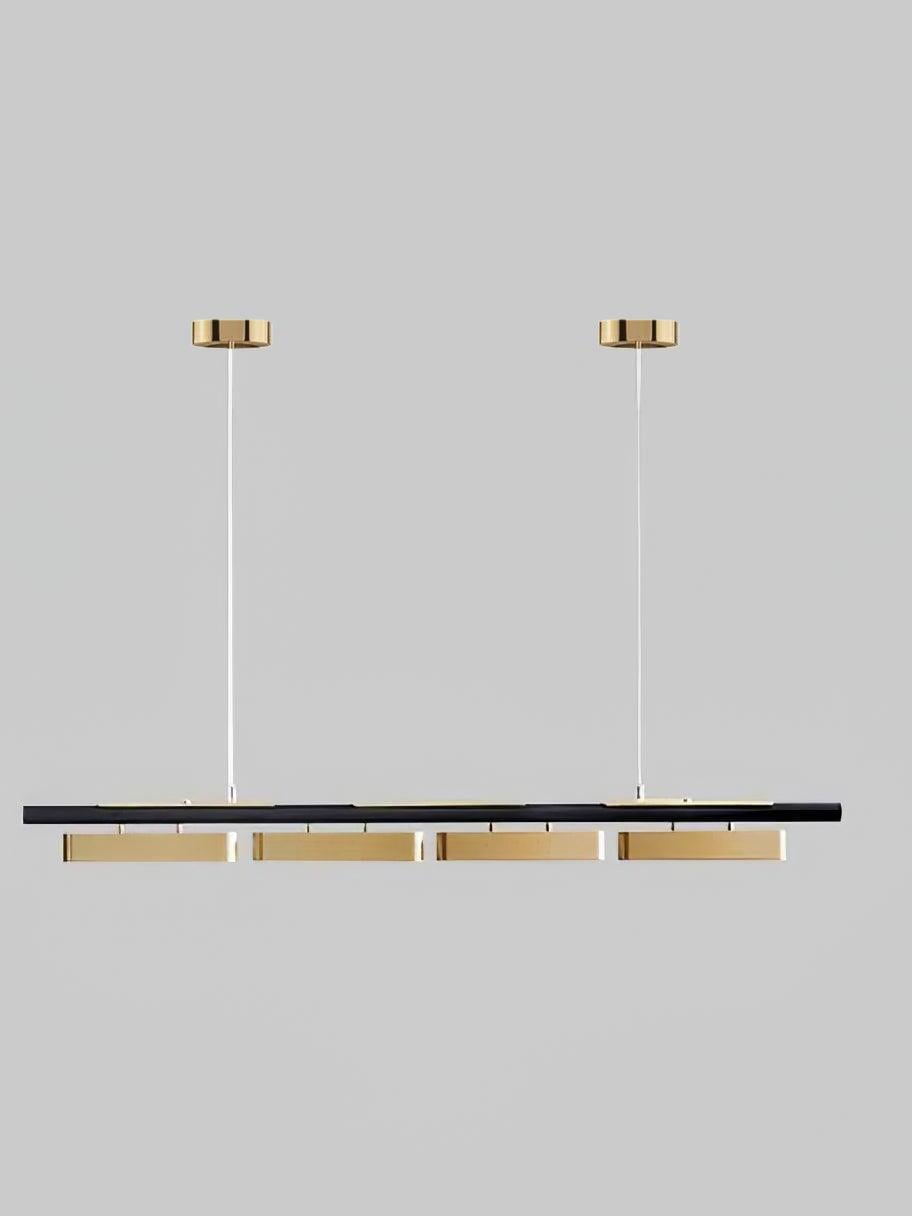 Colt 183 cm option: four brass modules below a black rail, with two round canopies against gray