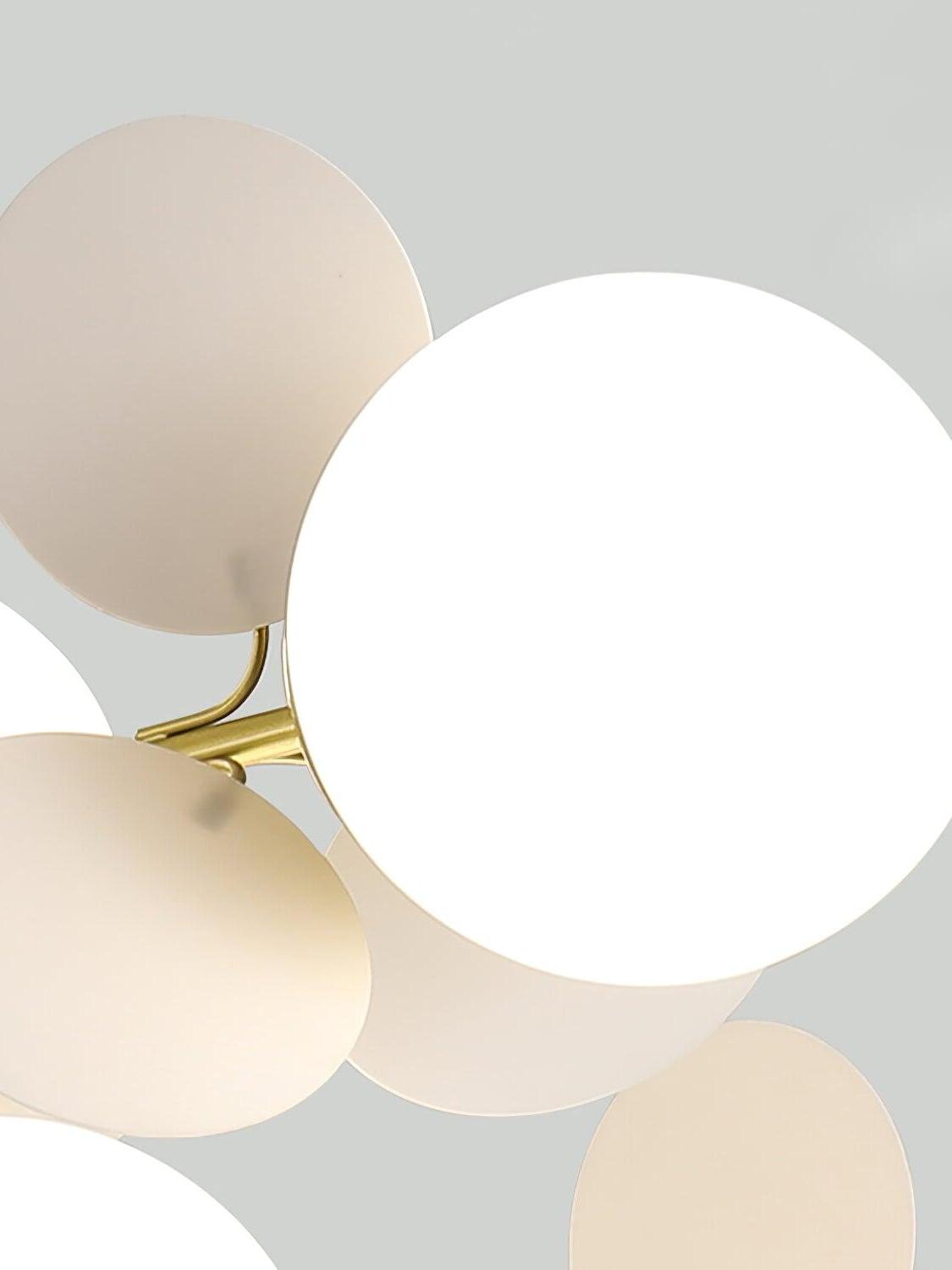 White globe and rounded leaf-like disc details