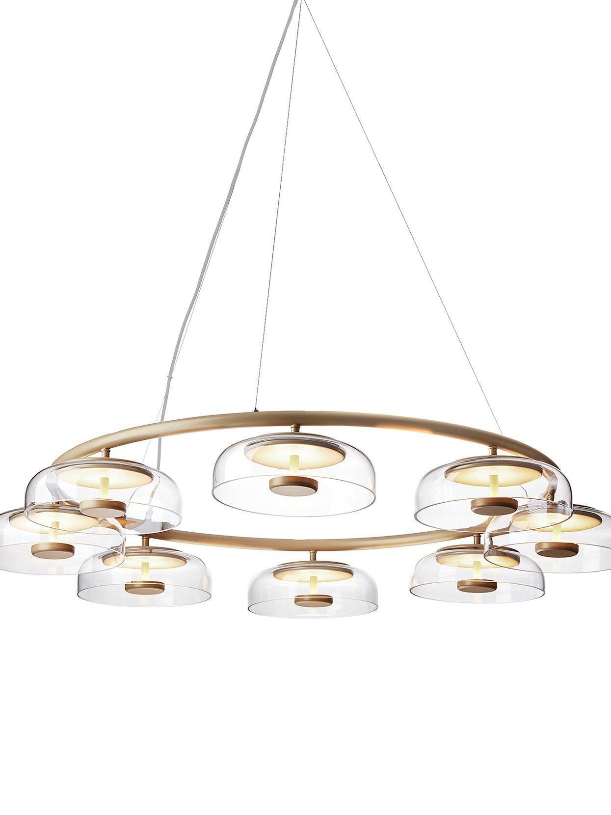 Angled product view of the Blossi glass ring chandelier