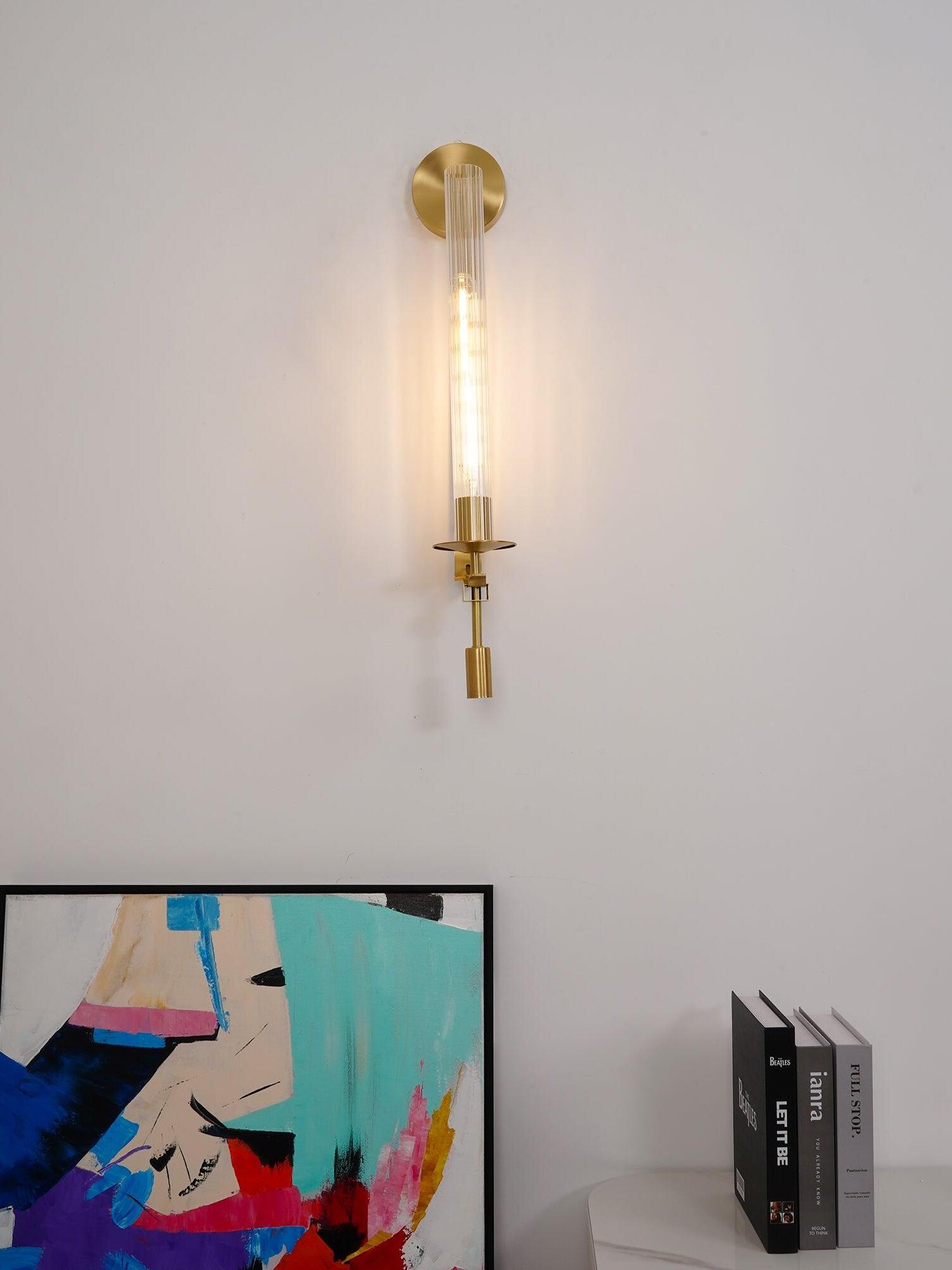 Retro Brass Fontanelle Glass Wall Lamp For Bedroom - Cueteks