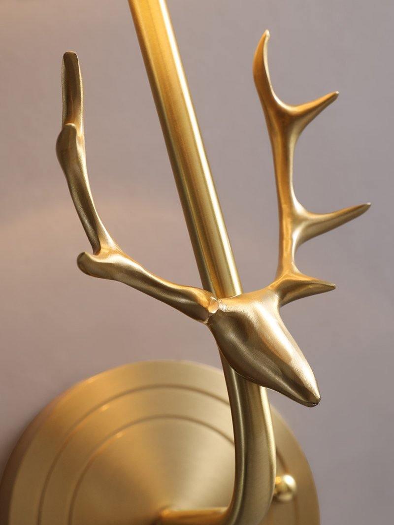 Brass Deer Head Wall Light - Cueteks