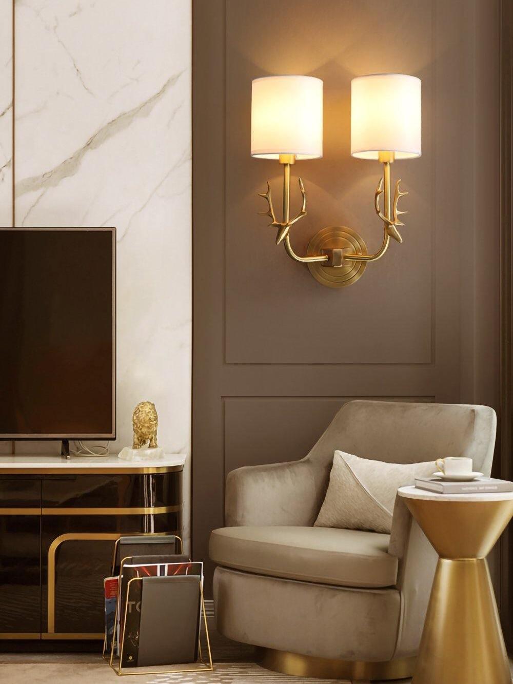 Brass Deer Head Wall Light - Cueteks