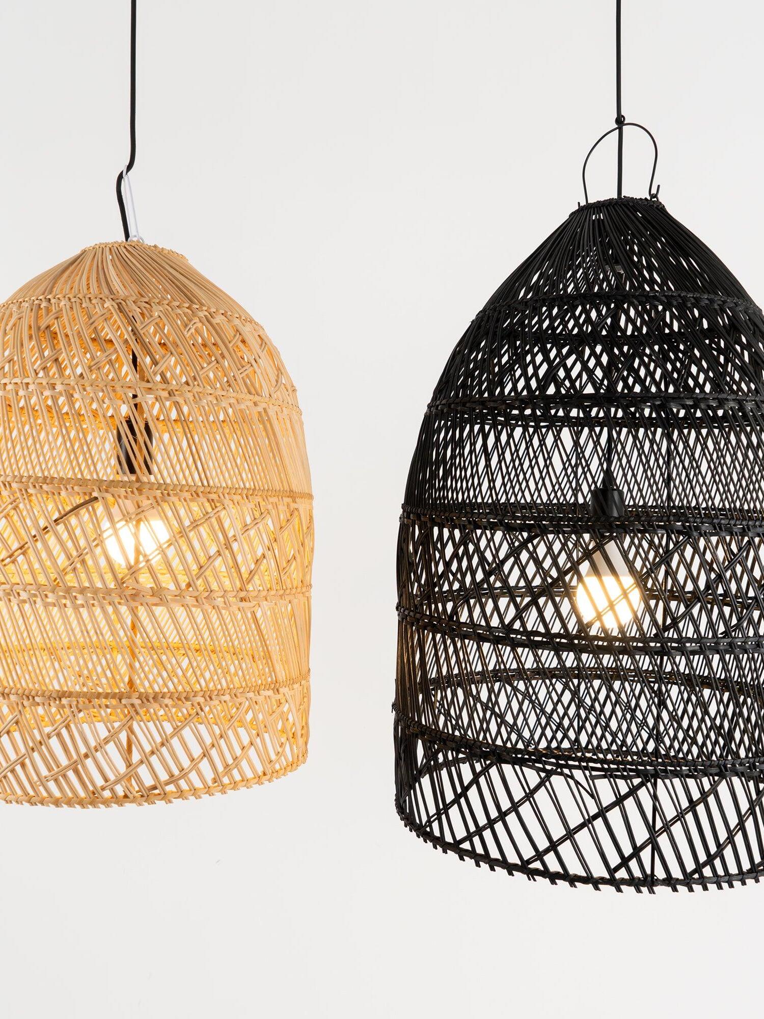 Natural and Black elongated basket pendants