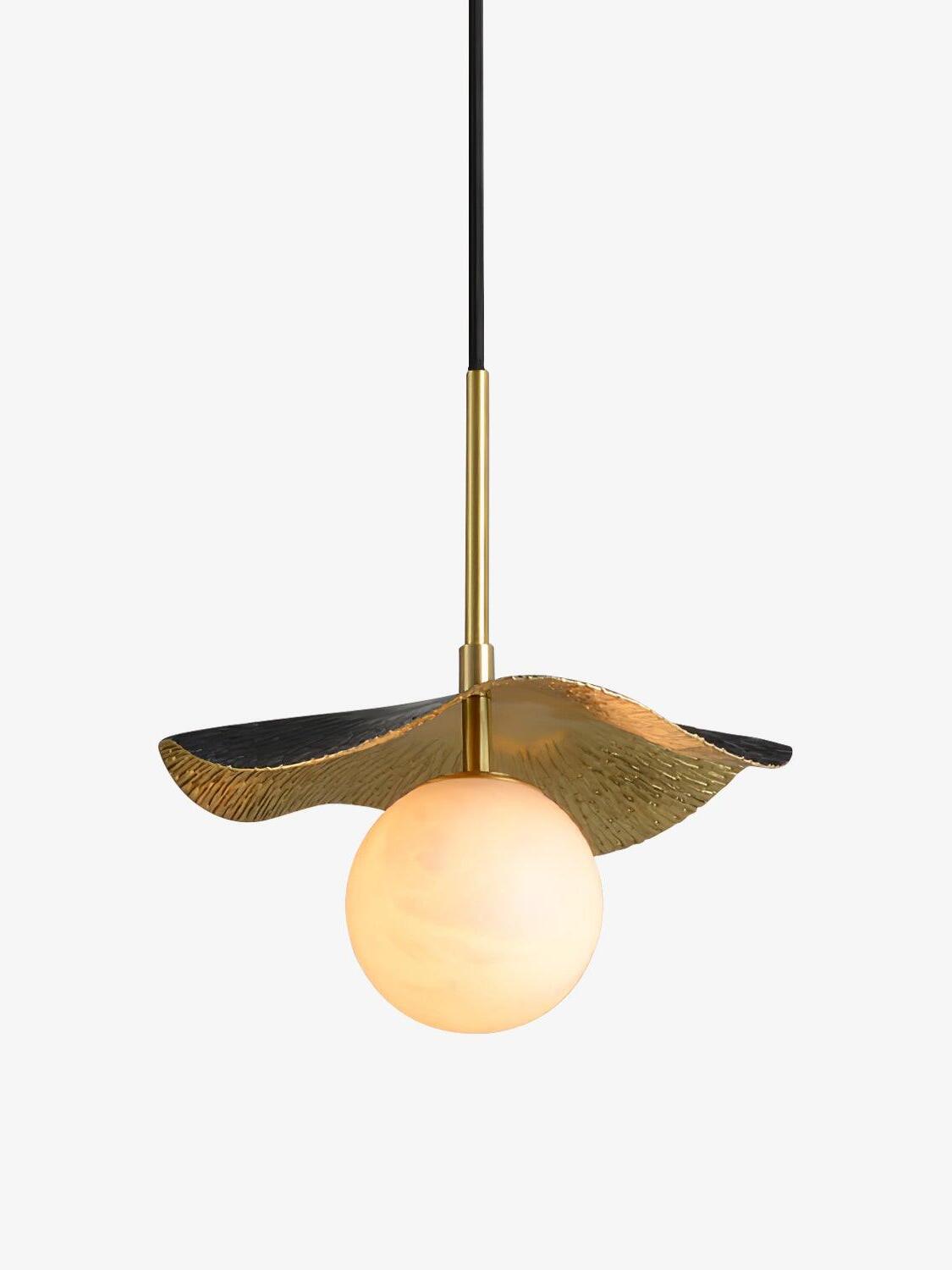 Montera black leaf-like shade over pale alabaster globe