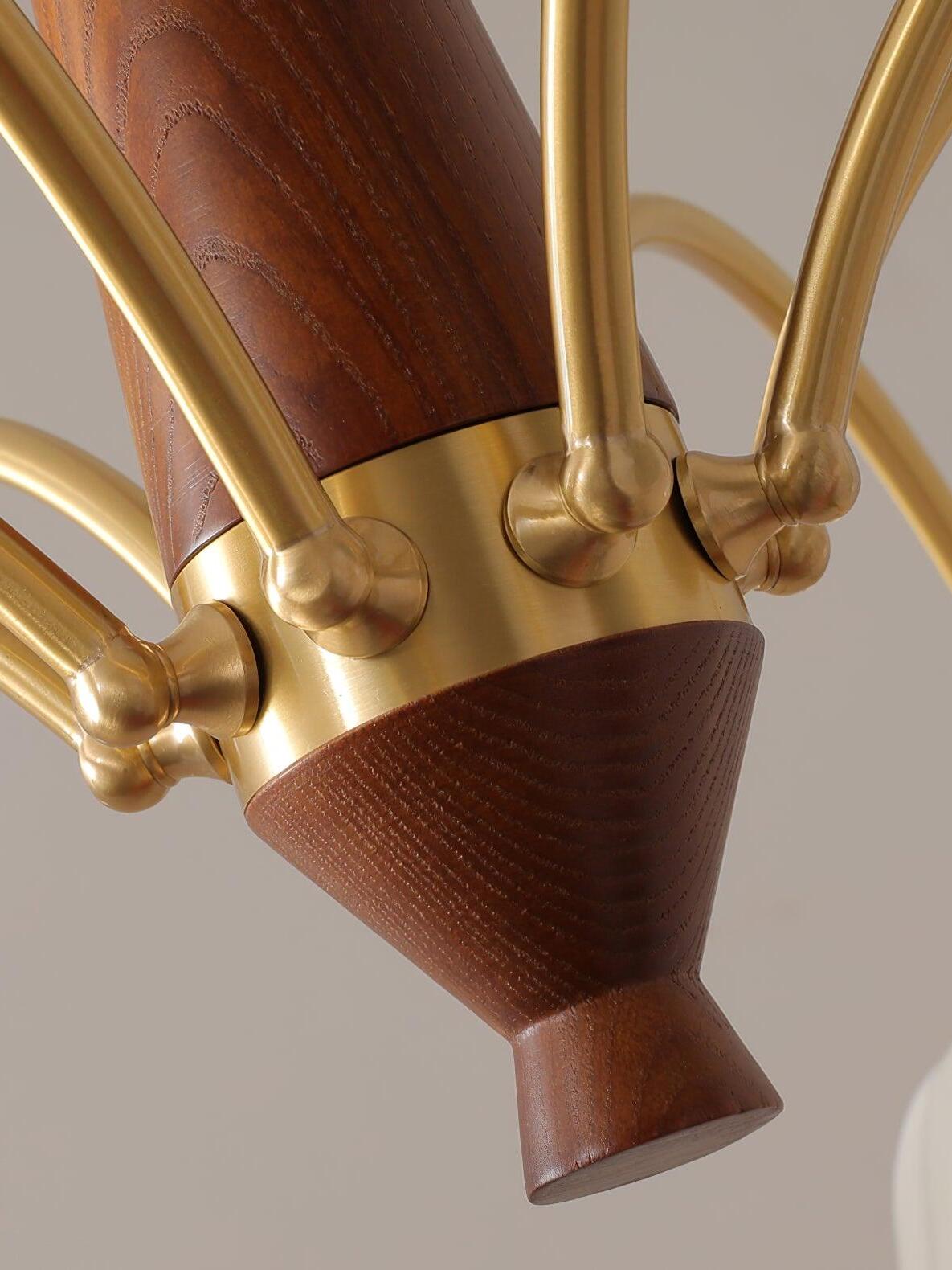Swedish Modern Brass Chandelier - Cueteks