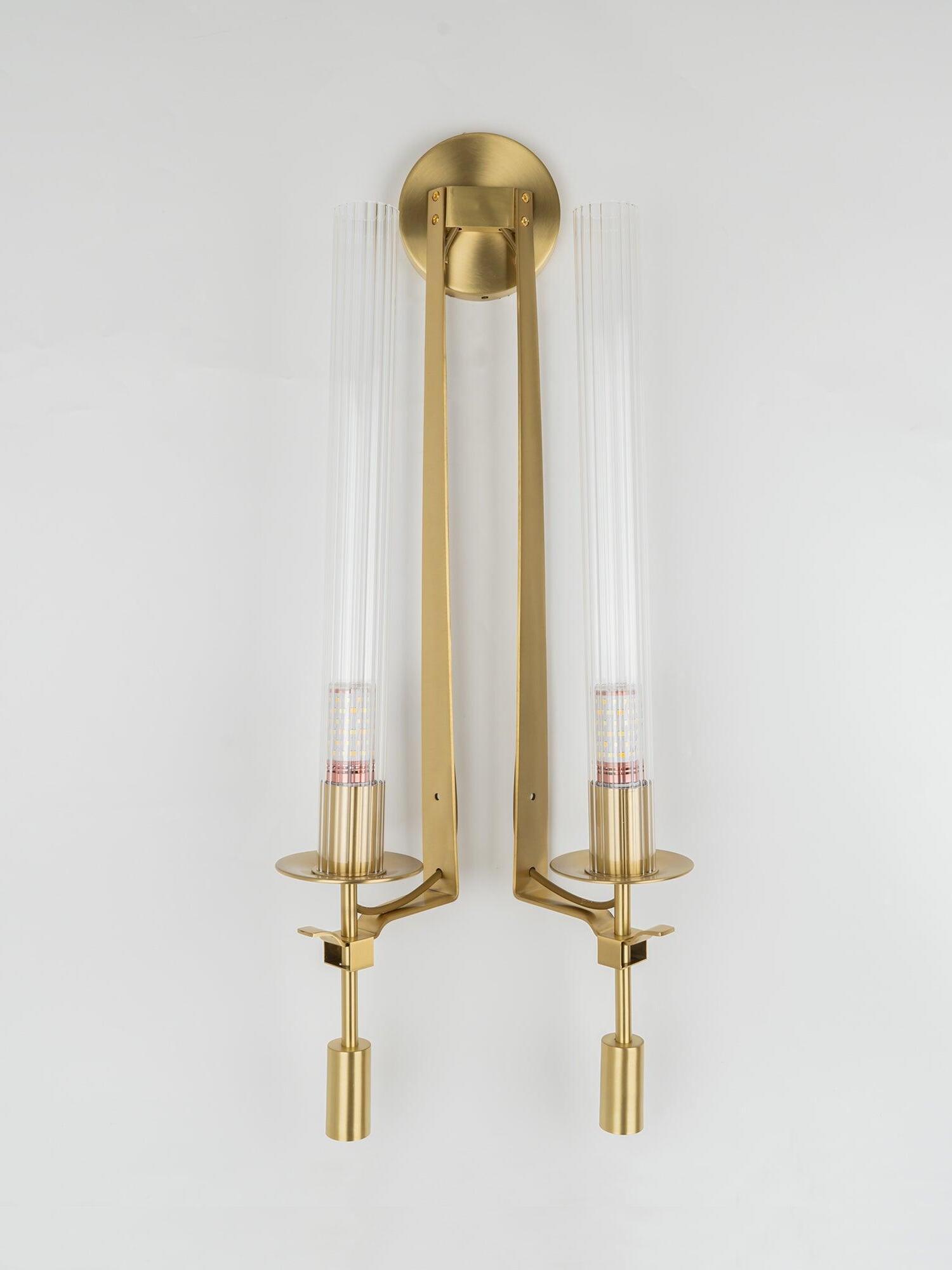 Retro Brass Fontanelle Glass Wall Lamp For Bedroom - Cueteks