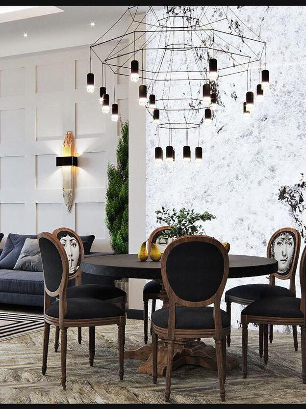 Industrial Metal Lines Multi-head Chandelier - Cueteks
