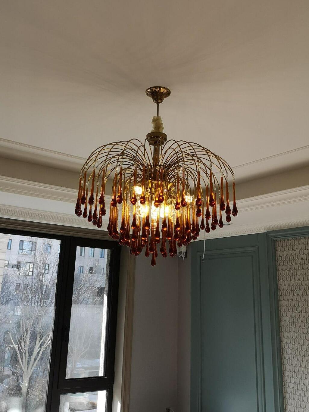 Caramel chandelier in a living-room interior