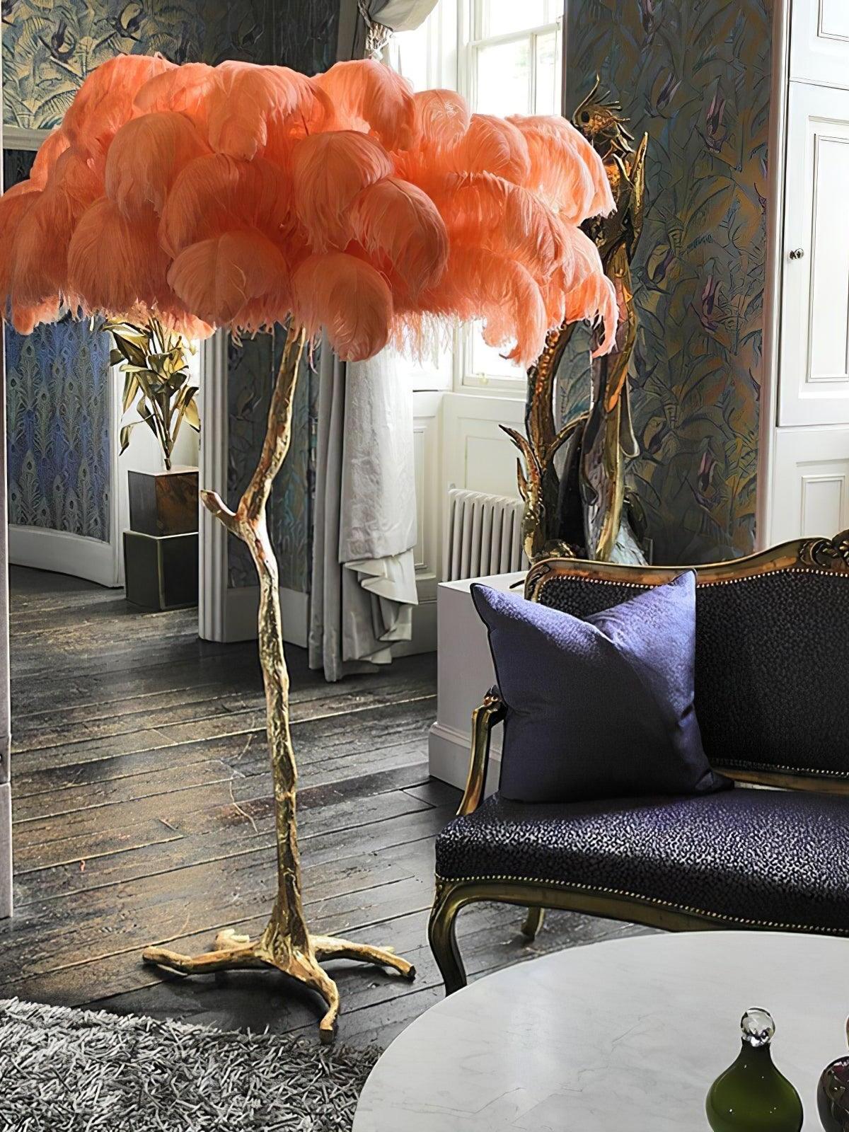 Ostrich Feather Resin Floor Light - Cueteks