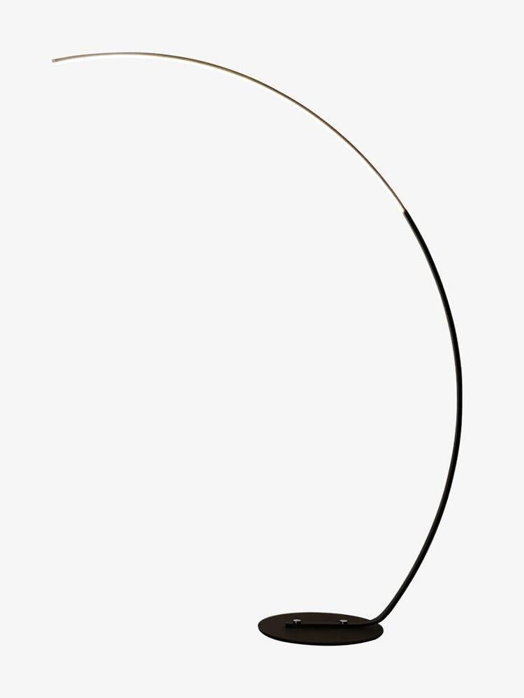 Isolated black arc floor lamp with flat round base
