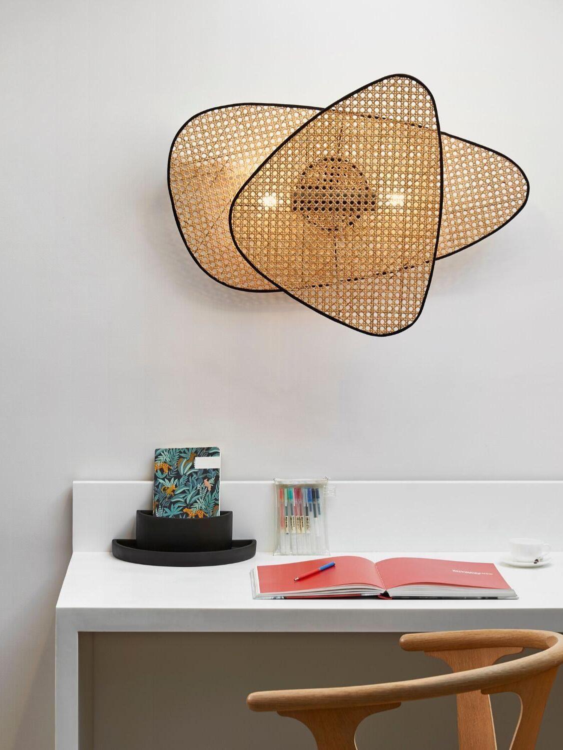 Rustic Bamboo Natural Screen Cannage Sconce - Cueteks
