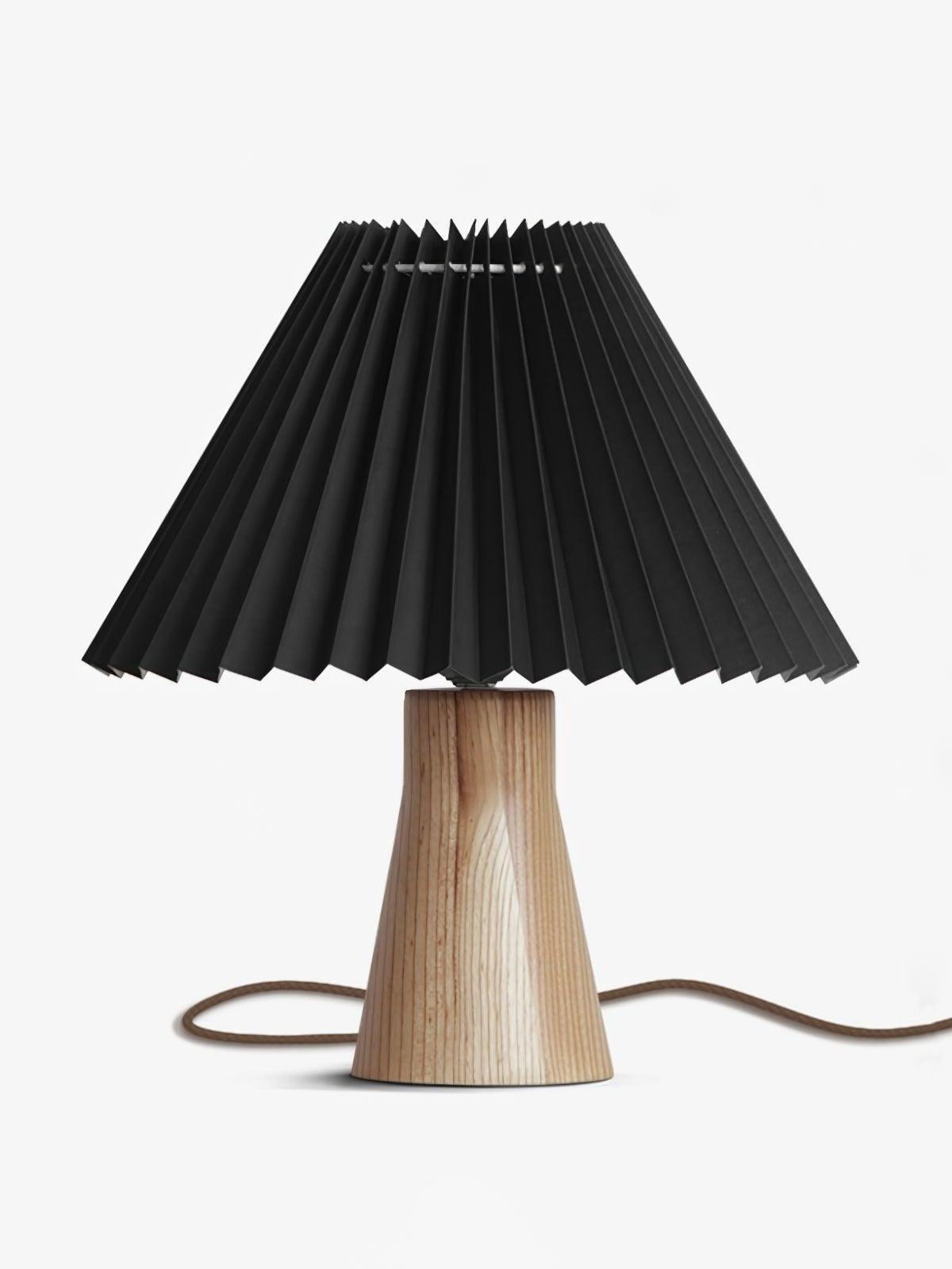 Luxurious Facet Pleated Wooden Table Lamp - Cueteks