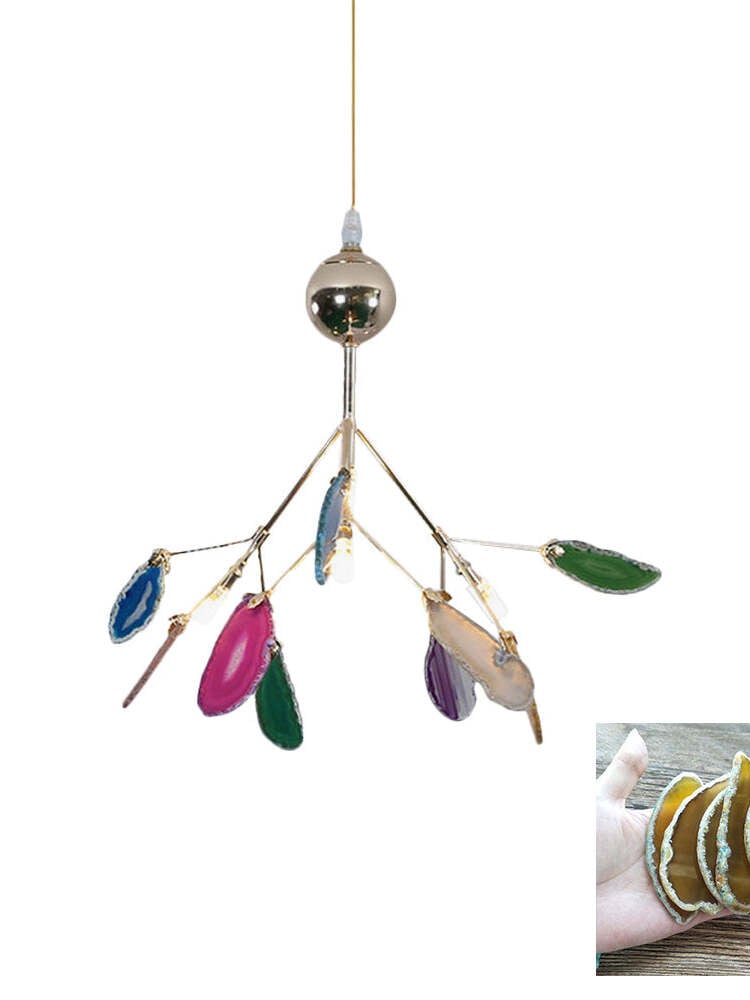 Small multicoloured stone chandelier with a yellow stone sample inset