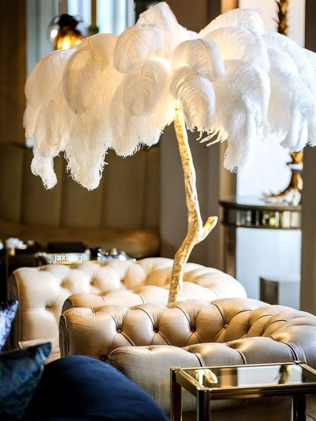 Ostrich Feather Resin Floor Light - Cueteks