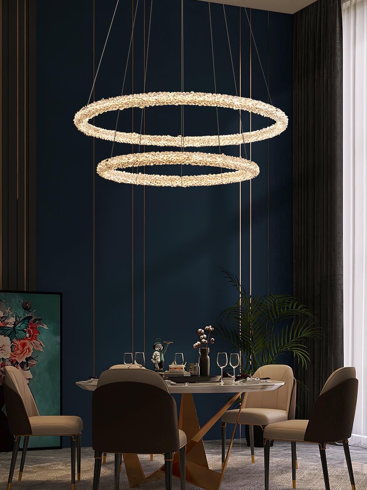 Decorative Ring Crystal Island Chandelier - Cueteks