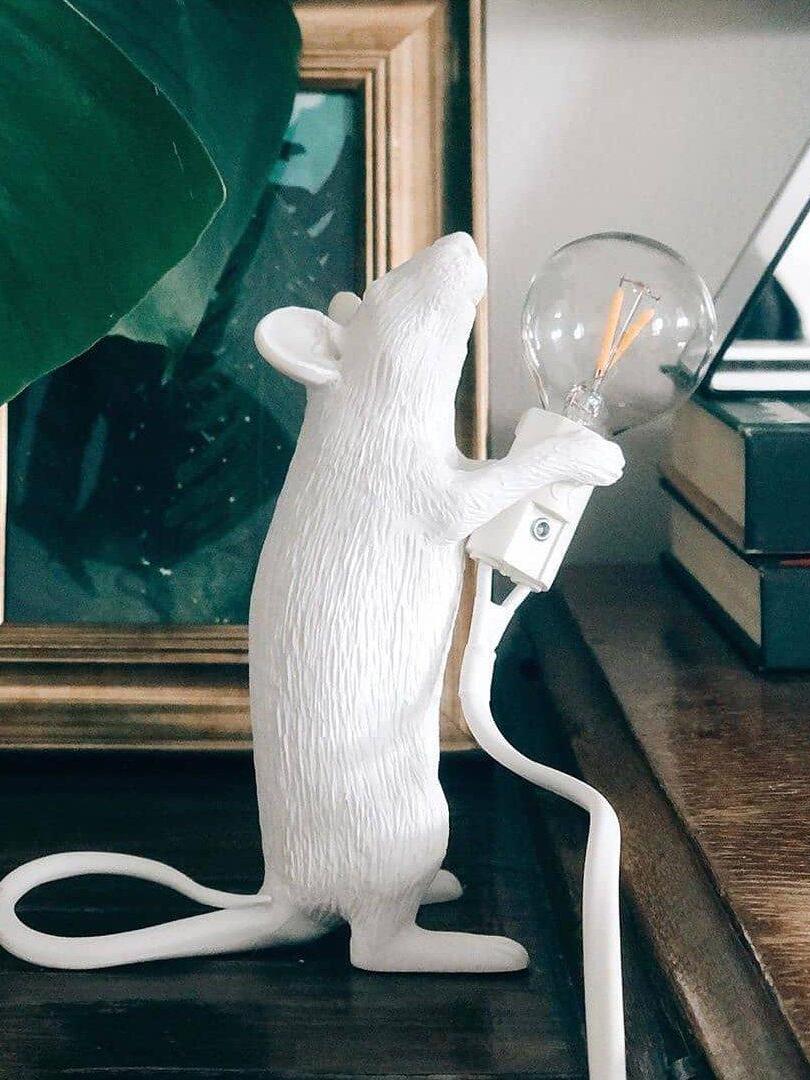 Resin White Mouse Shape Decorative Table Light - Cueteks