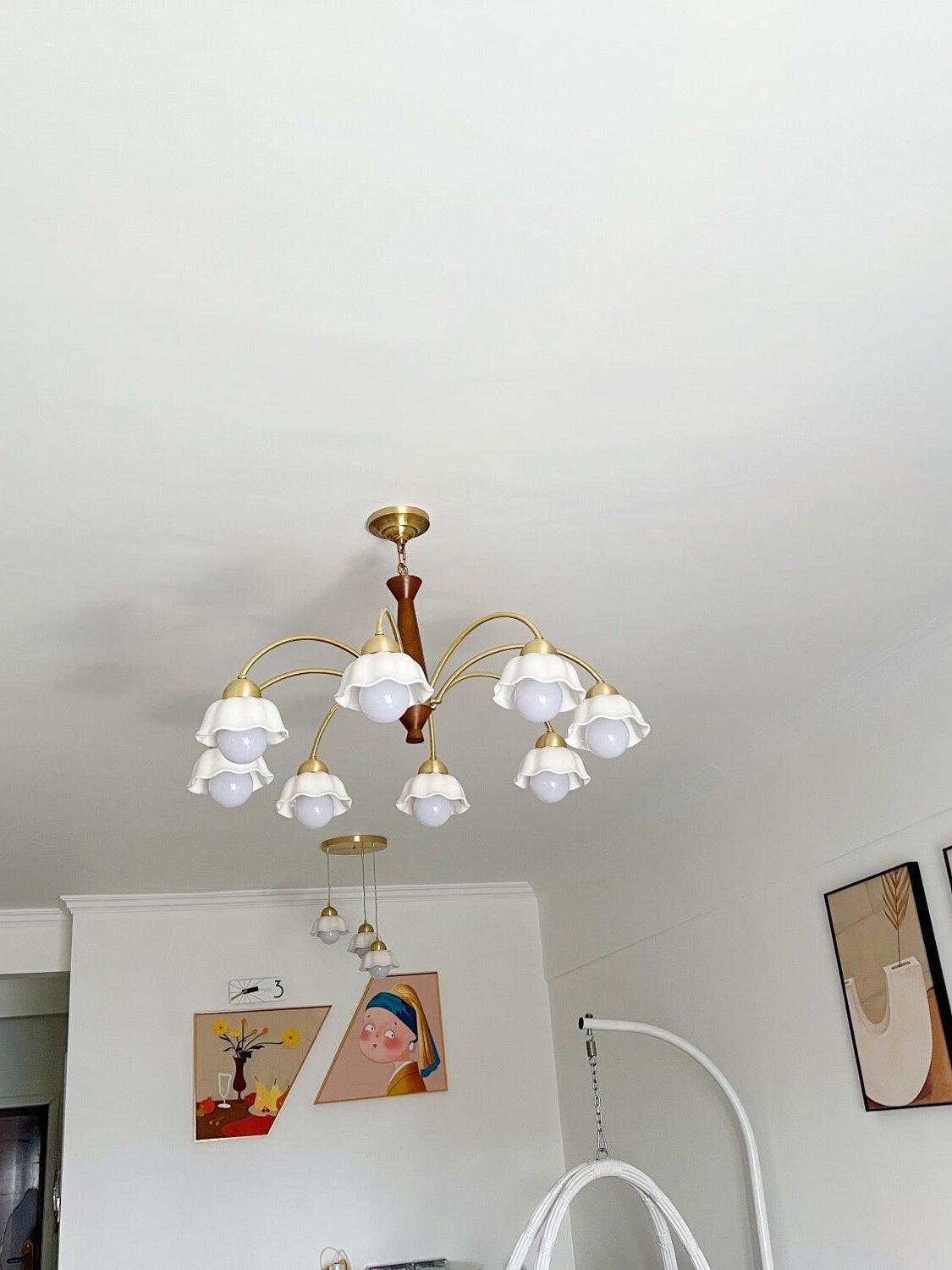 Swedish Modern Brass Chandelier - Cueteks