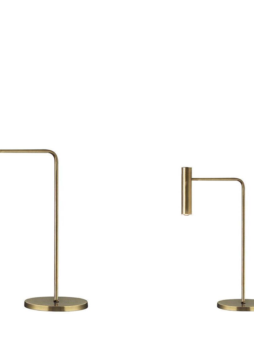 Cropped taller family lamp at left beside smaller gold-tone cylinder-head lamp