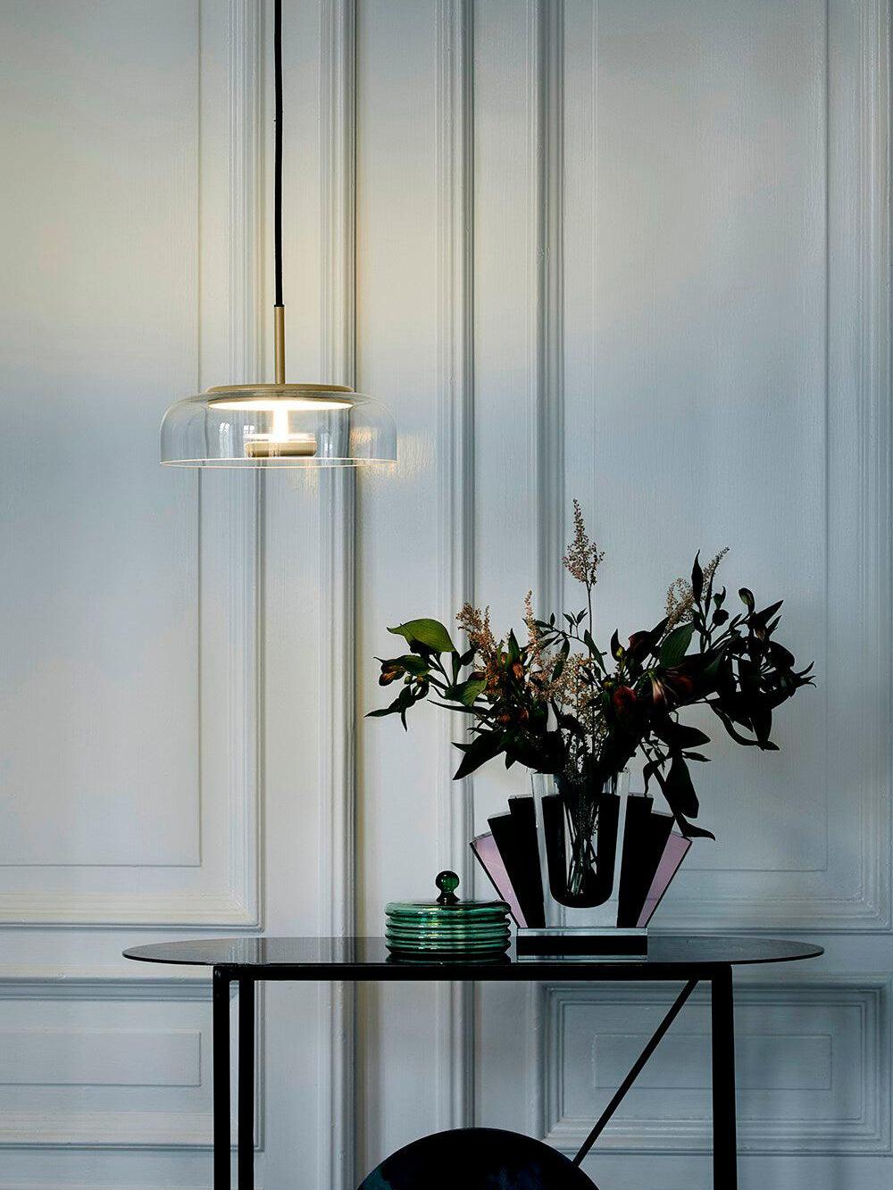 Simple Blossi Transparant Glass Bowl Pendant Light - Cueteks