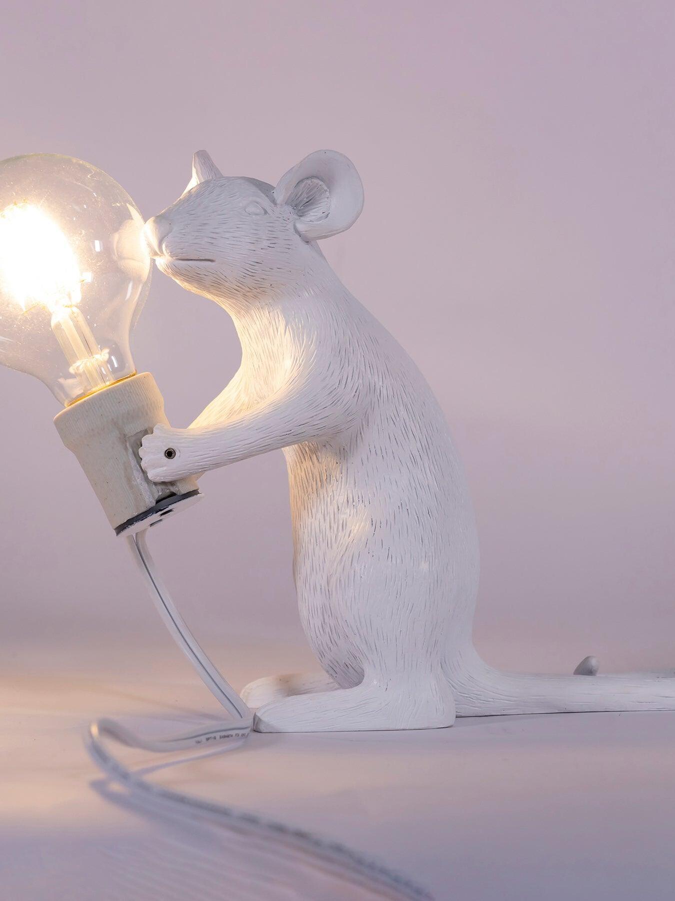 Resin White Mouse Shape Decorative Table Light - Cueteks