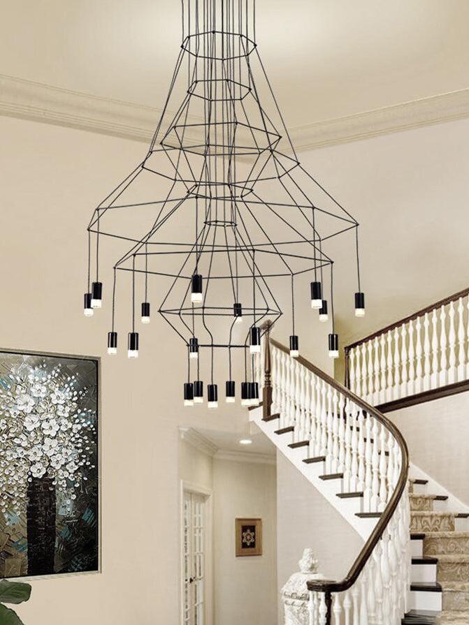 Industrial Metal Lines Multi-head Chandelier - Cueteks