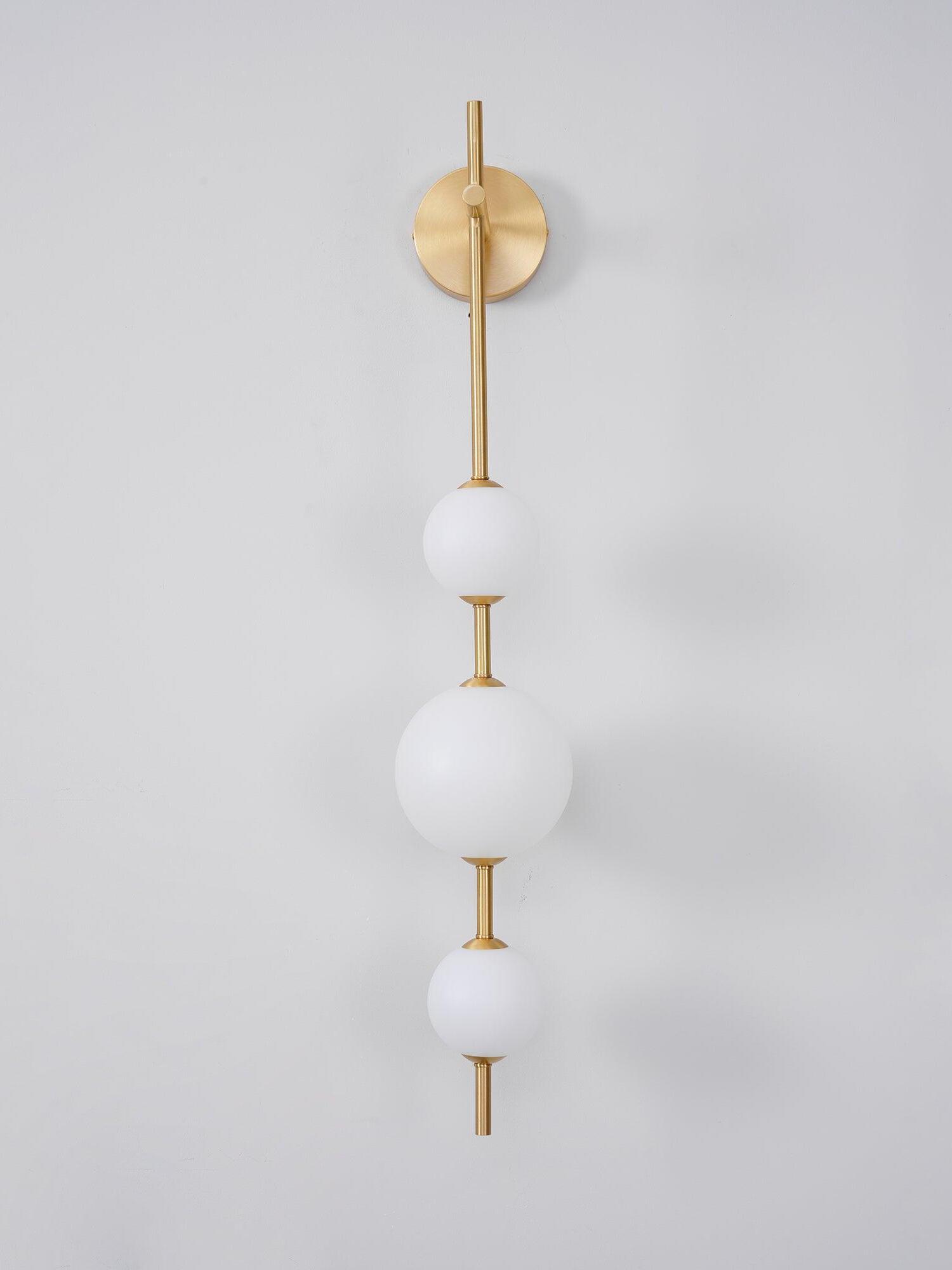 Delicate Glass Globe Vertical Brass Wall Lamp - Cueteks