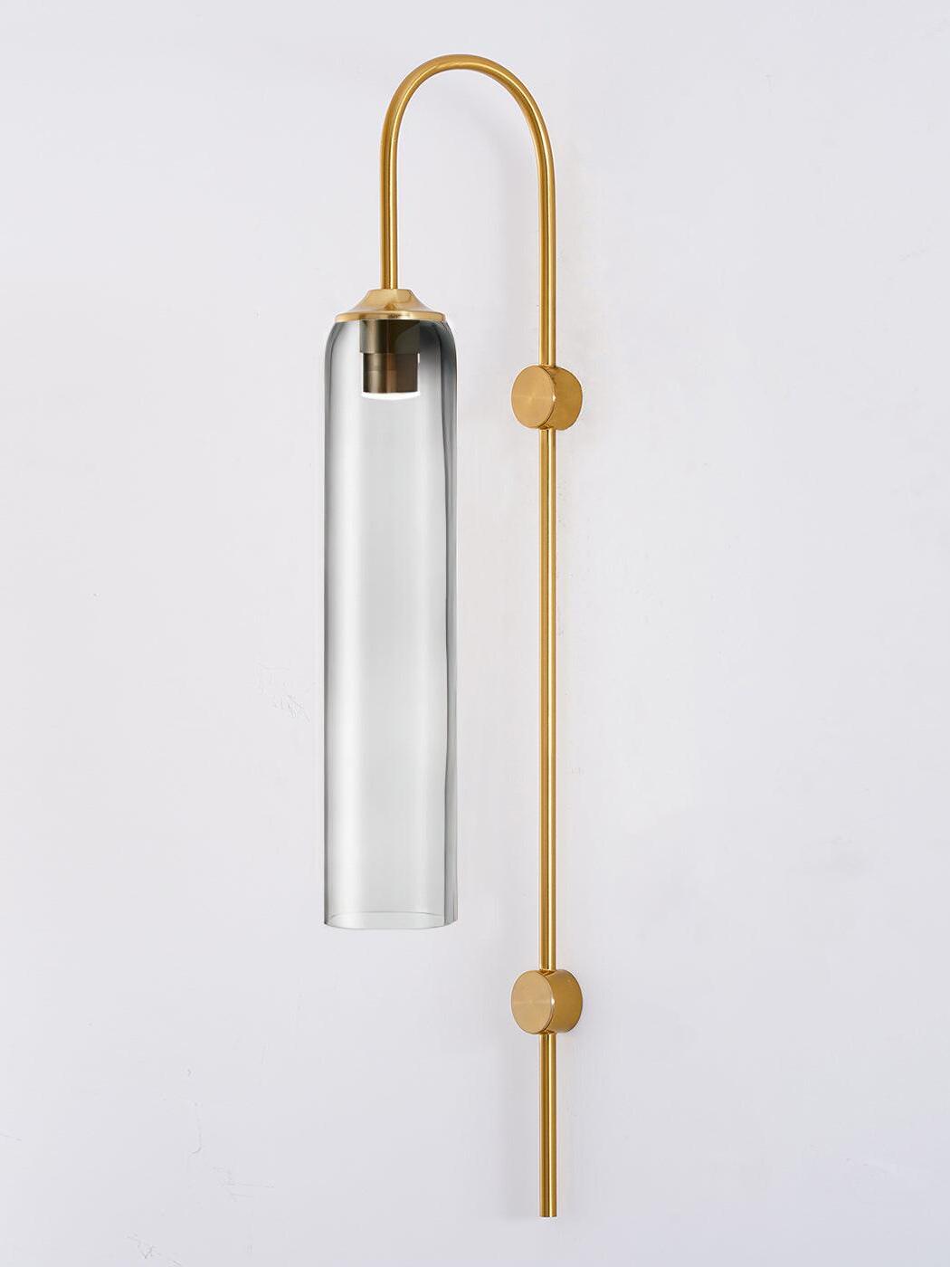 Clear cylindrical shade on a curved top stem