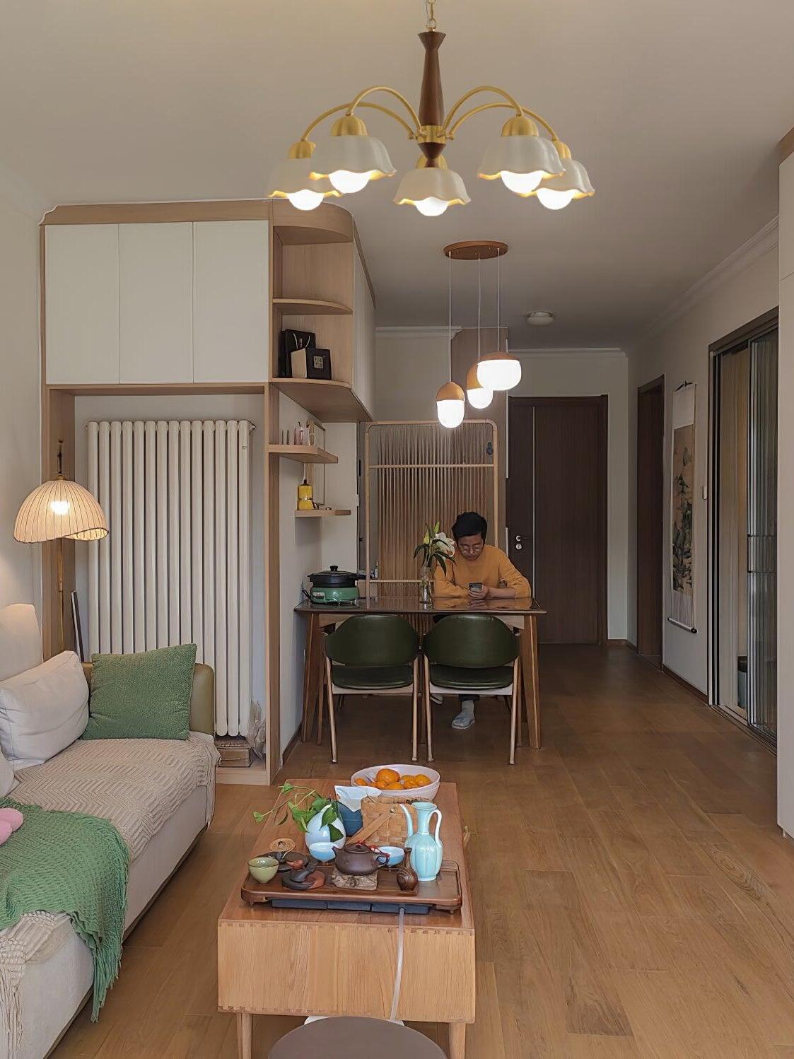 Swedish Modern Brass Chandelier - Cueteks