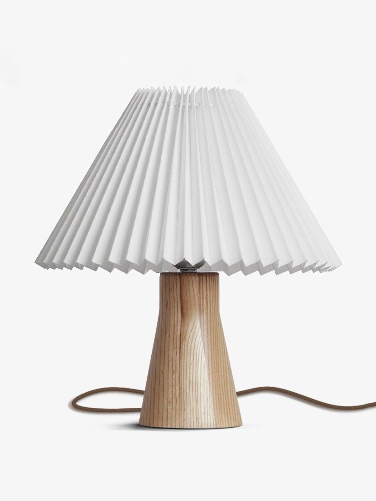 Luxurious Facet Pleated Wooden Table Lamp - Cueteks
