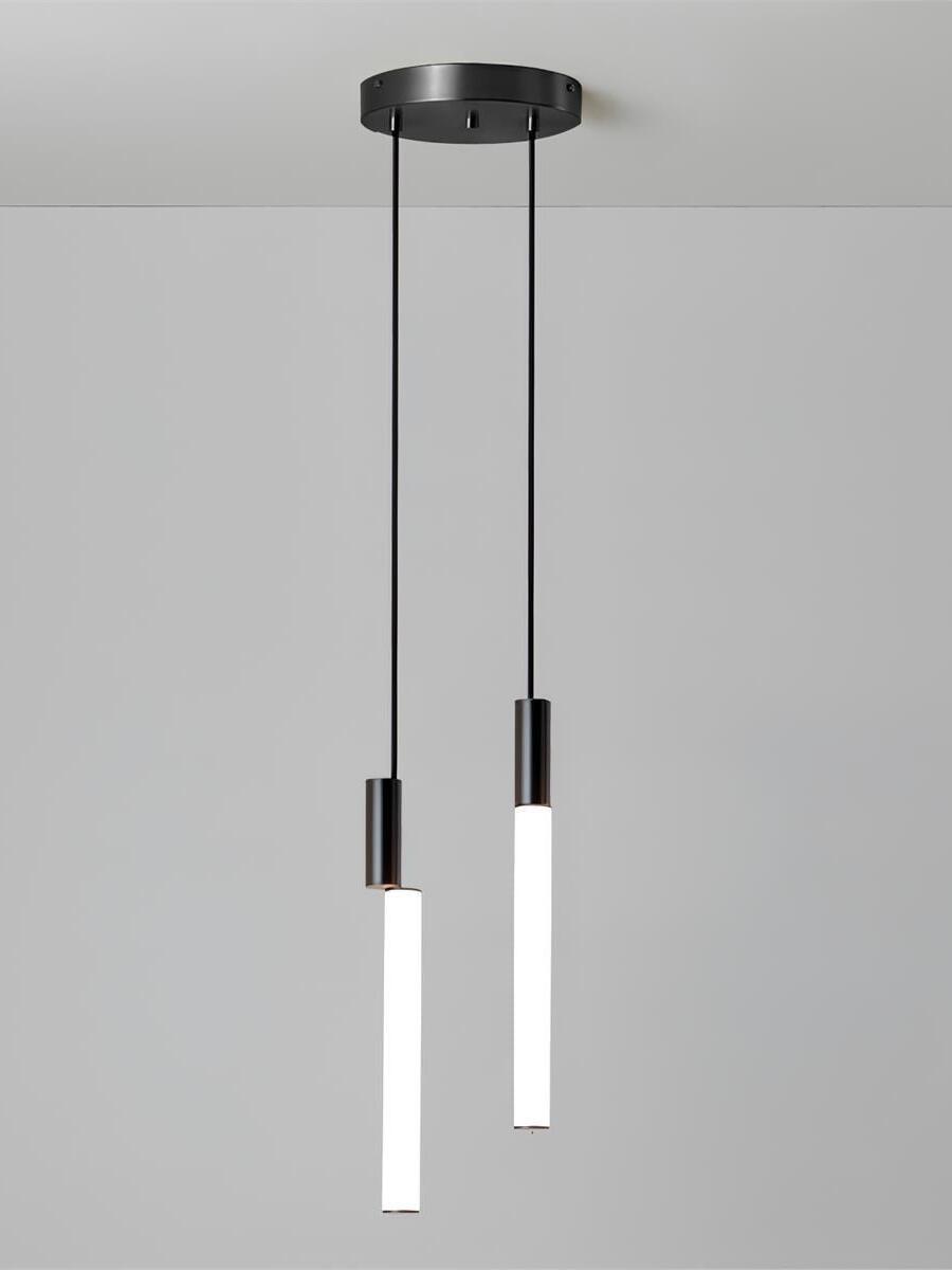 Pair of black-top luminous rods at staggered drops