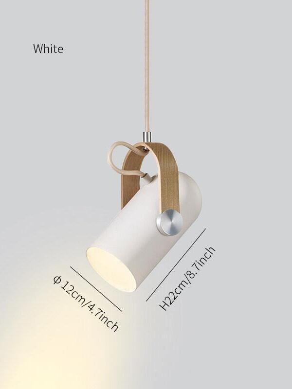White tilted pendant size graphic showing 12 cm or 4.7 inch diameter and 22 cm or 8.7 inch head height