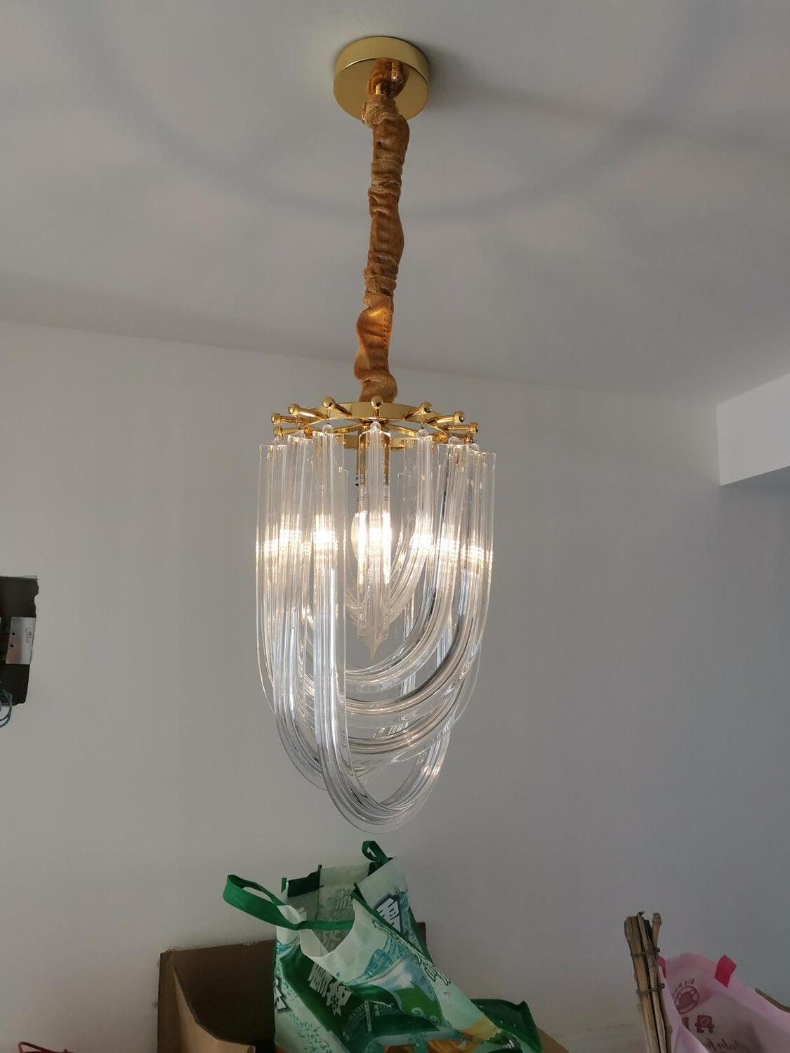 Modern Crystal pendant lamp in Champagne Gold for Restaurant - Cueteks