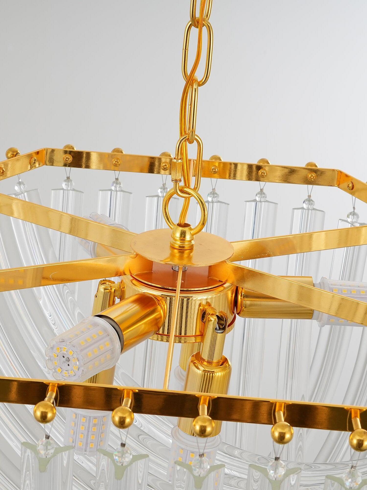 Modern Crystal pendant lamp in Champagne Gold for Restaurant - Cueteks