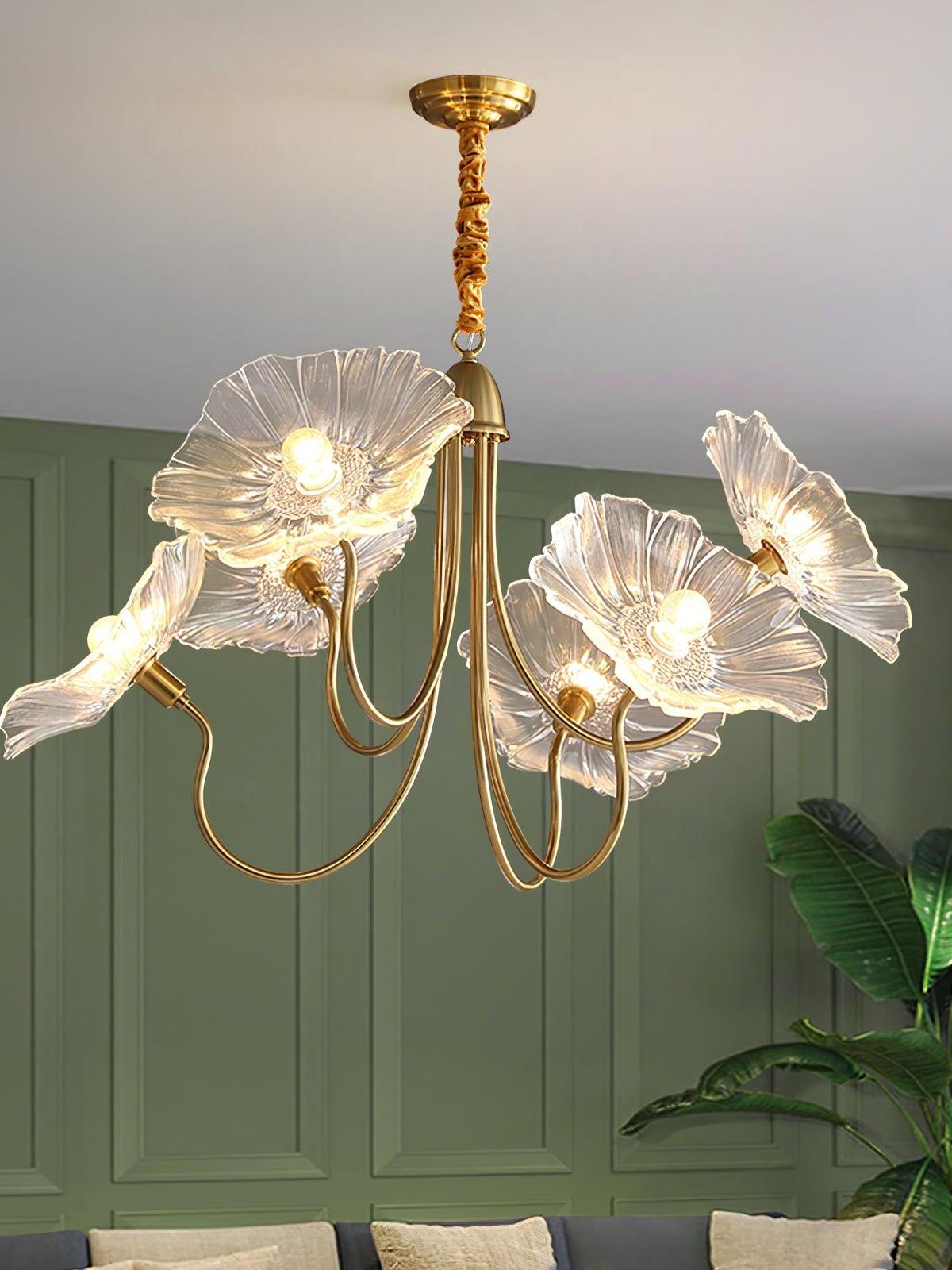 Lotus Leaf Glass Chandelier - Cueteks